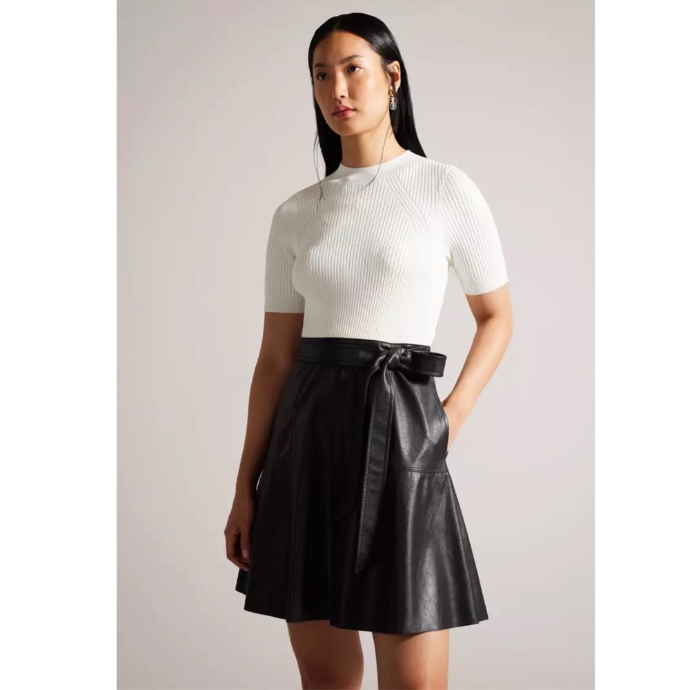 Ted Baker: Black Short Sleeve Oliyia A-Line Mini Dress (NWT)